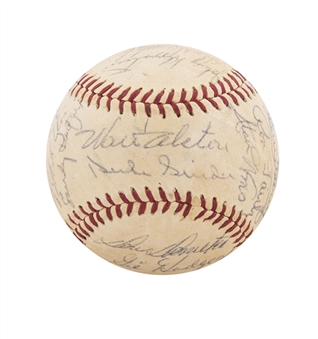 1959 World Champion Los Angeles Dodgers Team Signed Baseball With 25 Signatures Including Koufax & Reese (Autry LOA & Beckett)